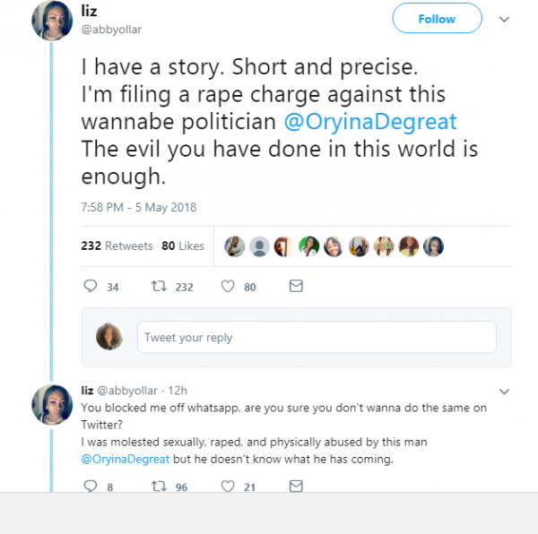 Twitter meltdown: Lady exposes politician who raped her (Photos ...
