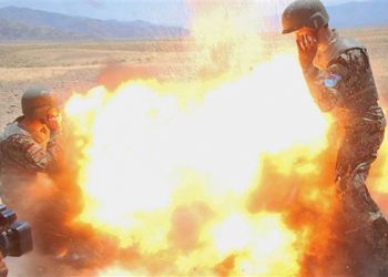 Image: Afghan Army photojournalist image of mortar exploding