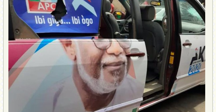BREAKING: APC Thugs Attack Akeredolu’s Supporters, Destroy Campaign Vehicle