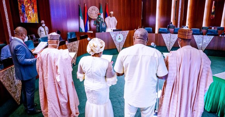 Buhari Swears In Muheeba Dankaka, Chairman, Members Of FCC, RMAFC, Others