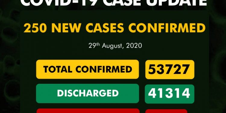 250 New COVID-19 Cases, 297 Discharged And No Deaths On August 29