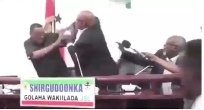 Drama As Somalia President Exchange Blows With His Deputy In Public (Video)