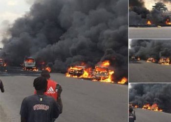 BREAKING: Gas tanker explodes in Lagos