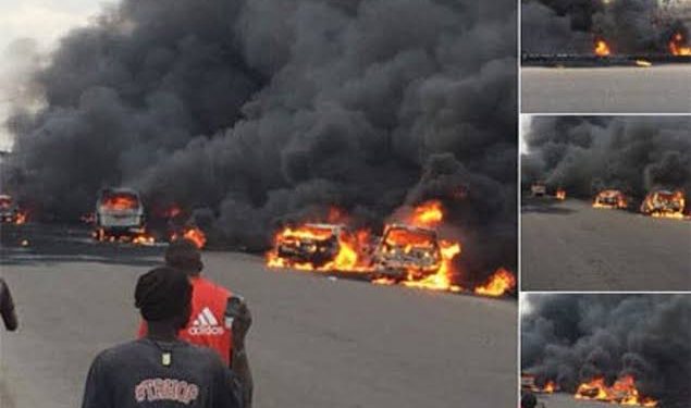 BREAKING: Gas tanker explodes in Lagos