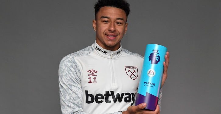 Jesse Lingard Named EPL Player Of The Month For April