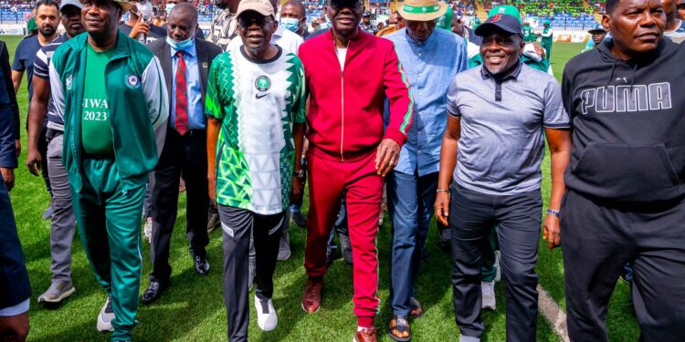 Ex-Super Eagles players defeat Team Lagos 2:0…. As SANWO-OLU, DARE, HAMZAT, DIGNITARIES GRACE NOVELTY MATCH IN LAGOS