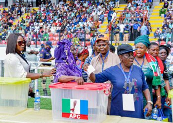 PHOTOS: LAGOS APC GOVERNORSHIP PRIMARY ELECTION AT MOBOLAJI JOHNSON ARENA, ONIKAN TODAY