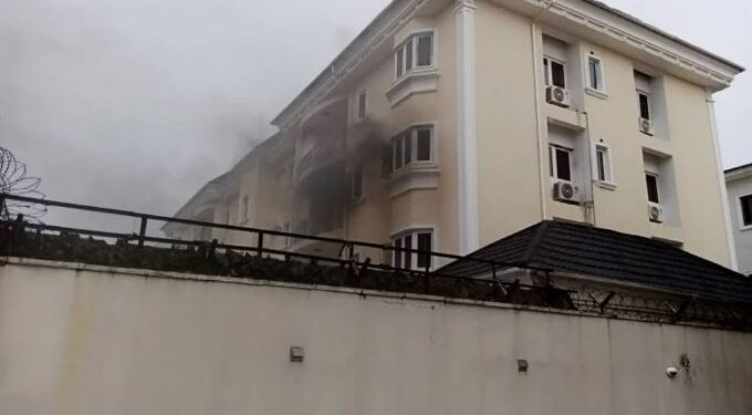 Tension As Fire Erupts Close To Recent Collapsed Building In Lagos