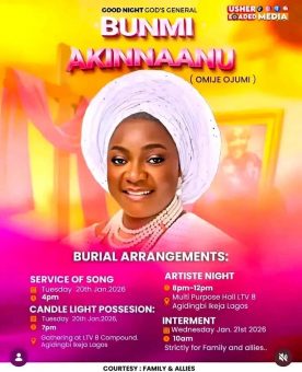 Final Burial Rites Announced for Late Gospel Singer Omije Ojumi